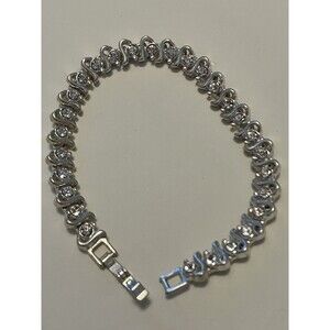 Tennis Bracelet Rhinestone Silver Tone S link 7"